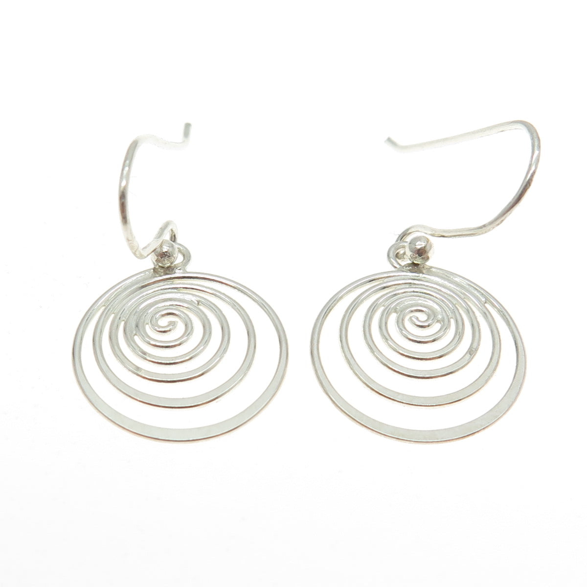 925 Sterling Silver Spiral Dangling Earrings