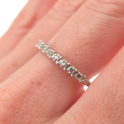 925 Sterling Silver Real Round-Cut Diamond Half Eternity Band Ring Size 10