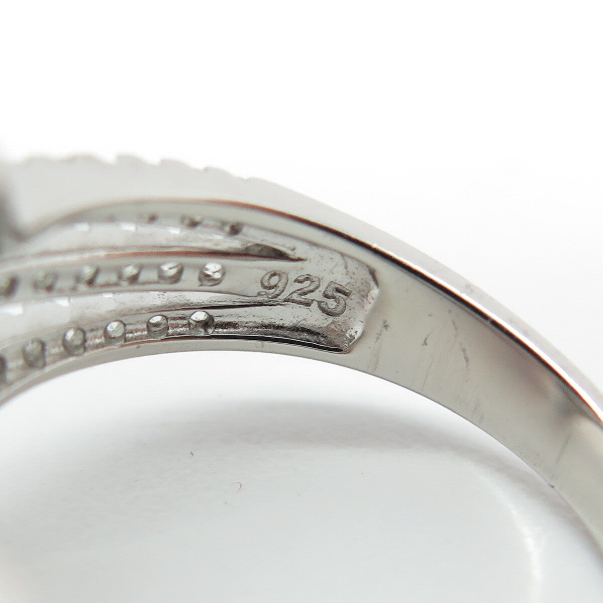 925 Sterling Silver Round & Marquise-Cut C Z Engagement Ring Size 7.5
