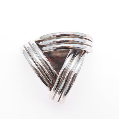 925 Sterling Silver Vintage Mexico Modernist Triangle Oxidized Pin Brooch