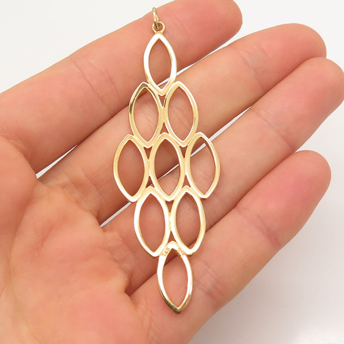 925 Sterling Silver Gold Plated T & B Modernist Pendant