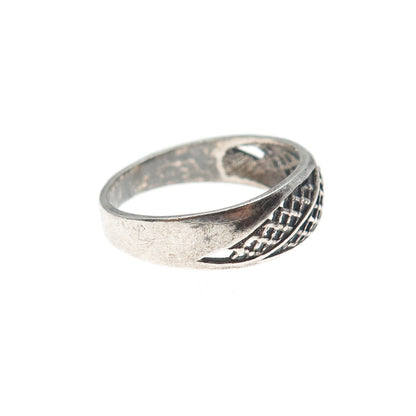 925 Sterling Silver Vintage European Mesh Oxidized Ring Size 7.75