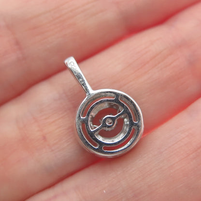 925 Sterling Silver Round-Cut Shaped C Z Minimalist Pendant