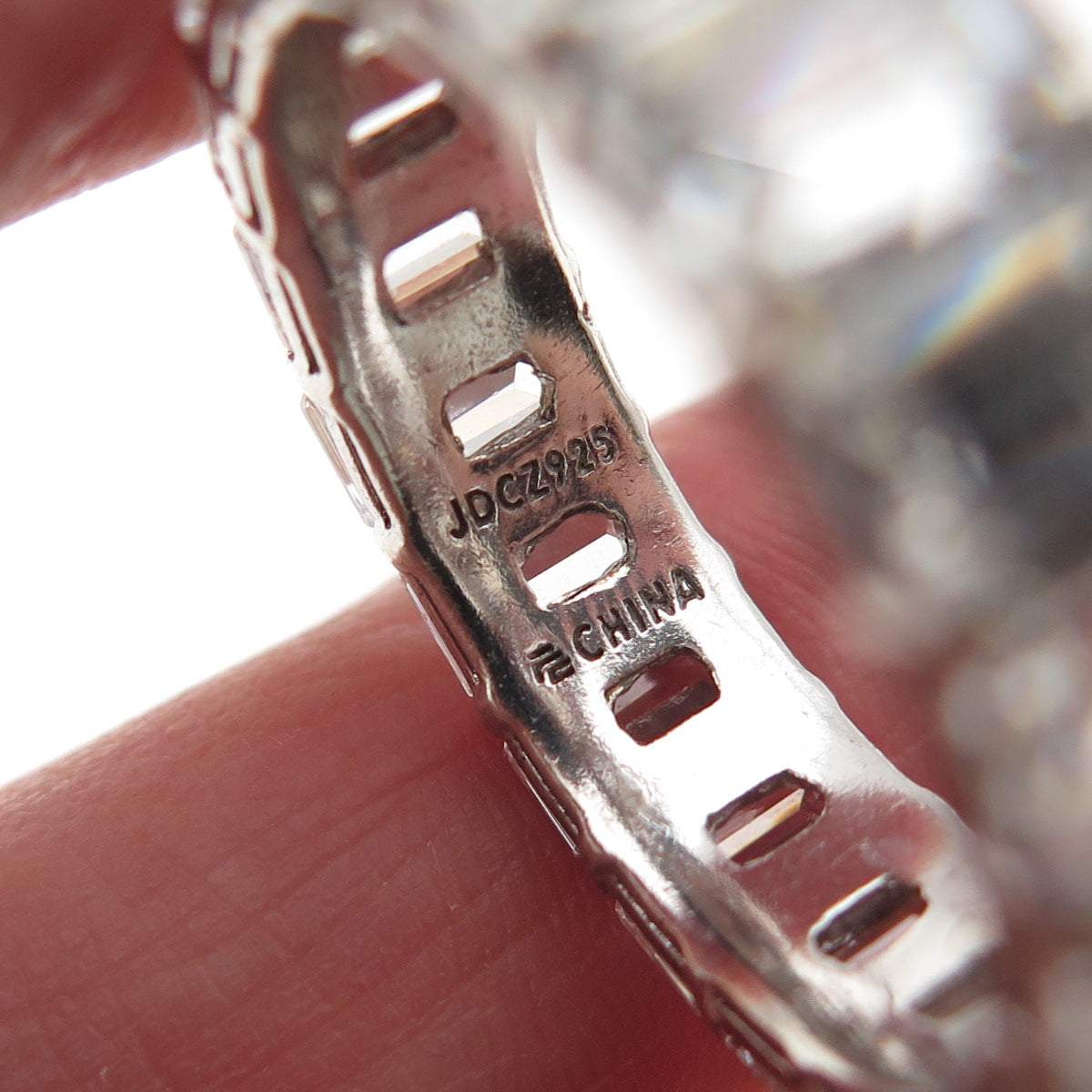 925 Sterling Silver Emerald-Cut C Z Eternity Band Ring Size 10.25