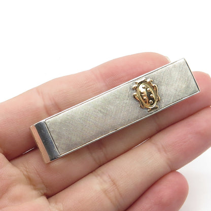 750/18K Yellow Gold & 925 Sterling Silver Antique Italy Coat of Arms Tie Clip