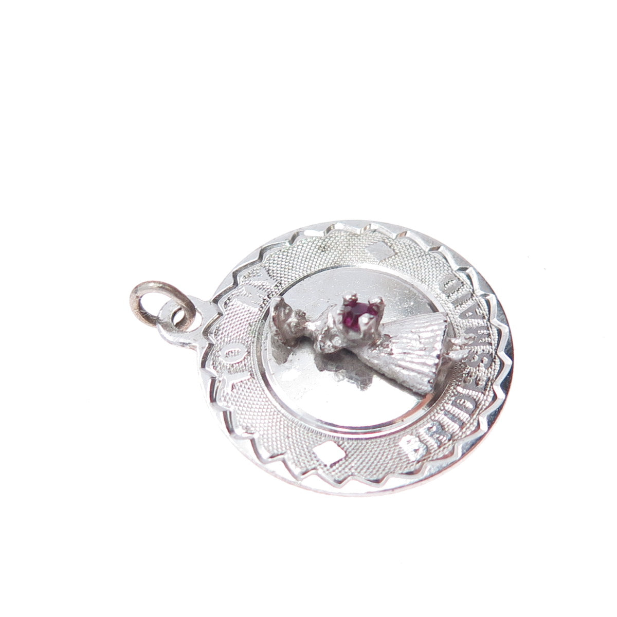 925 Sterling Silver Vintage Real Rhodolite To My Bridesmaid Mini Charm Pendant