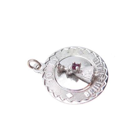 925 Sterling Silver Vintage Real Rhodolite To My Bridesmaid Mini Charm Pendant
