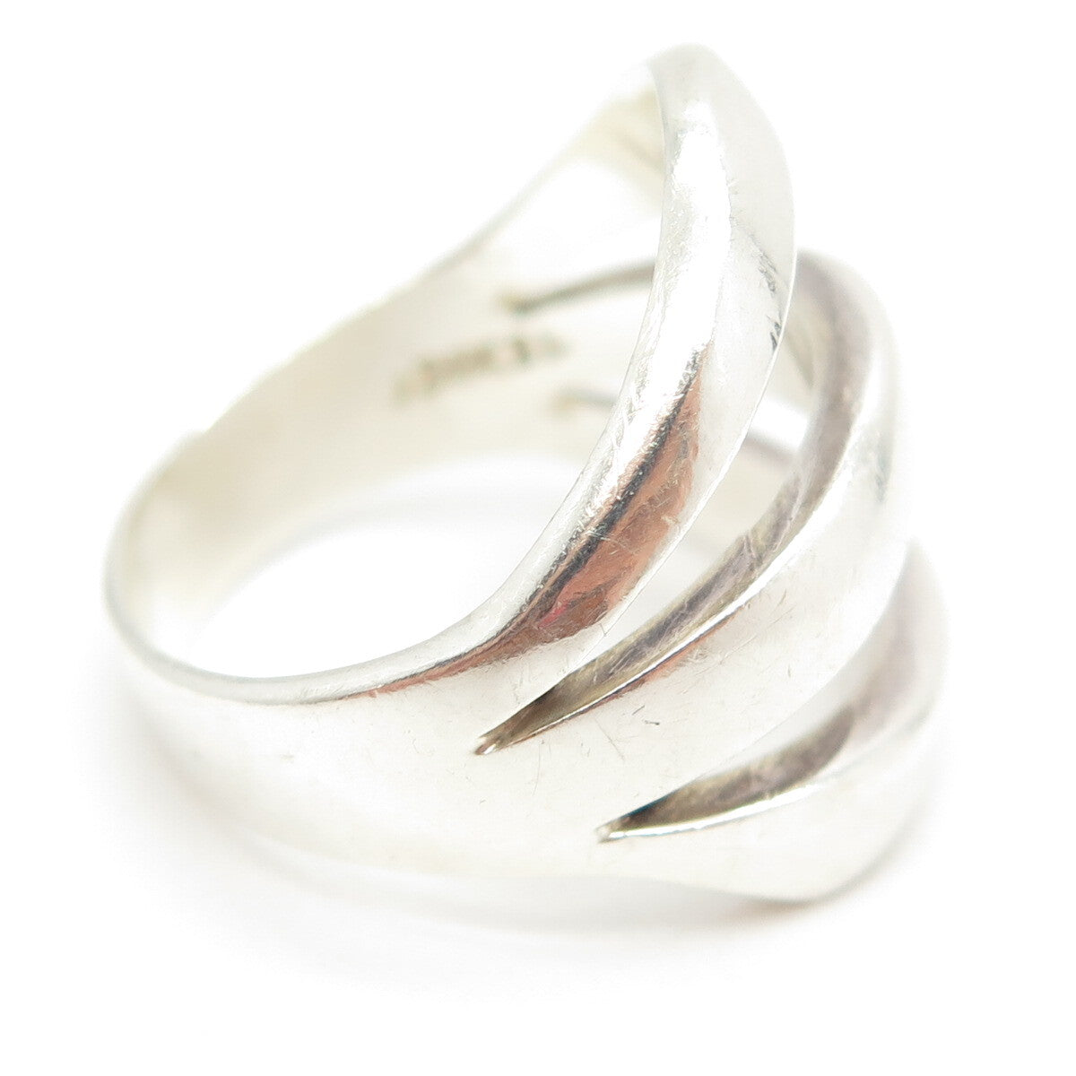 925 Sterling Silver Vintage Mexico Multi-Row Modernist Ring Size 9.25