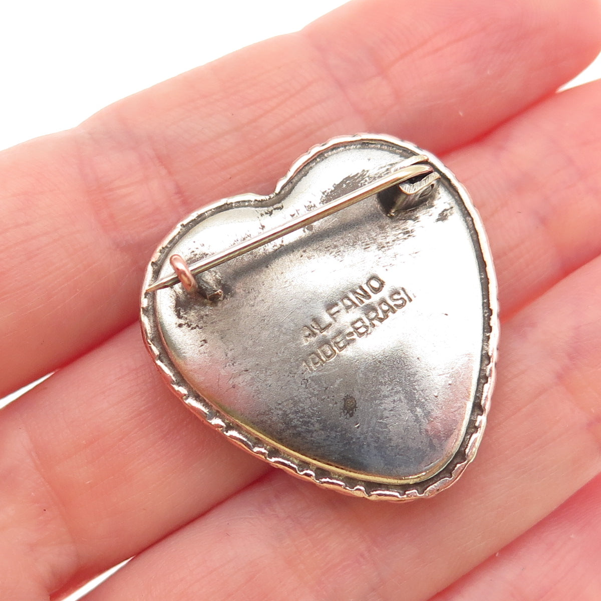 ALFANO Sterling Antique Art Deco Brazil Monarch Butterfly Wing Heart Pin Brooch