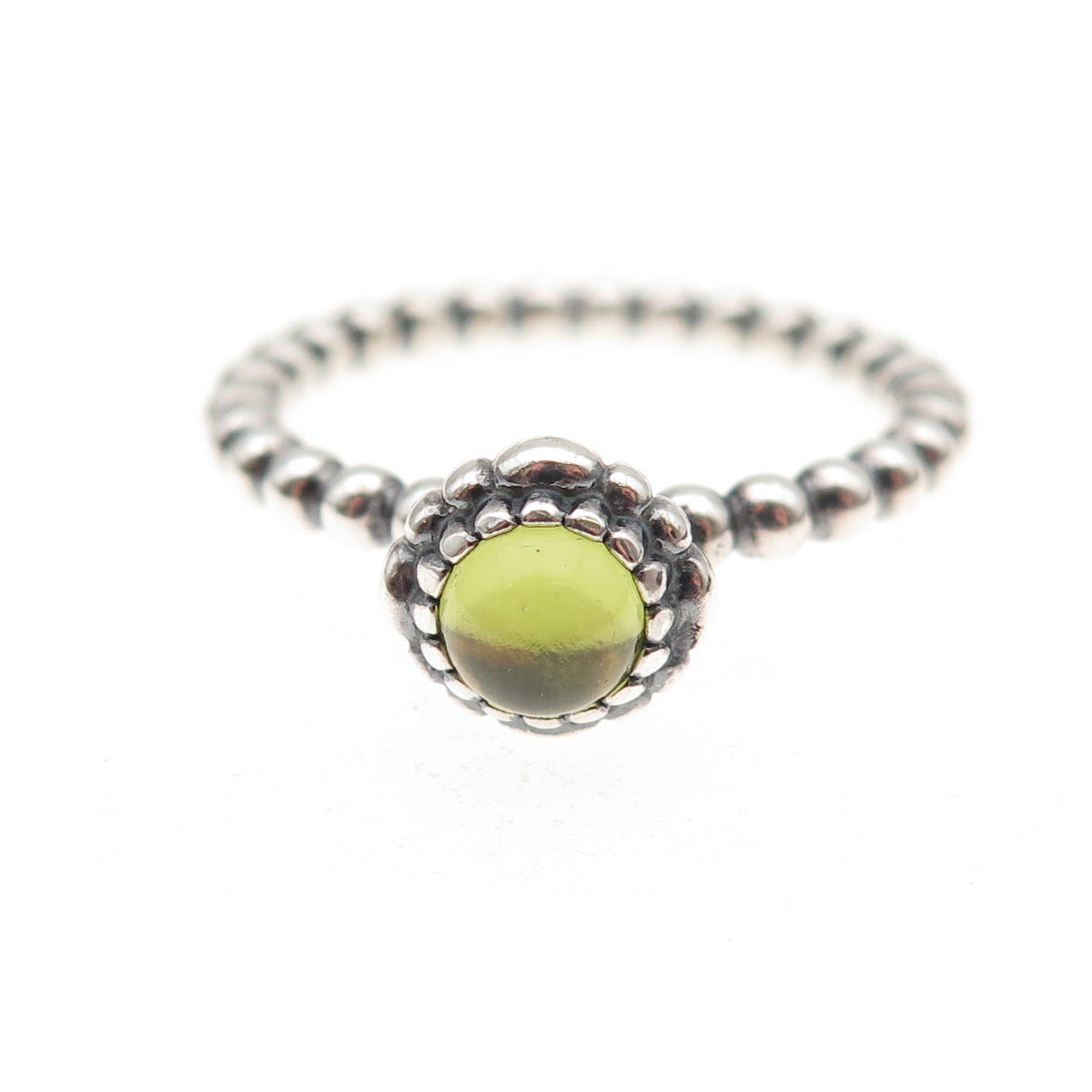 Pandora 925 Sterling Silver Real Peridot August Birthday Blooms Ring Size 8.5