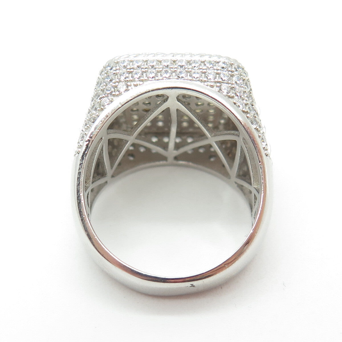 925 Sterling Silver Round-Cut Shaped C Z Domed Ring Size 10.25