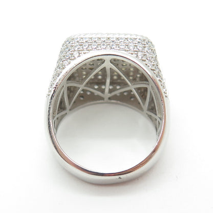925 Sterling Silver Round-Cut Shaped C Z Domed Ring Size 10.25