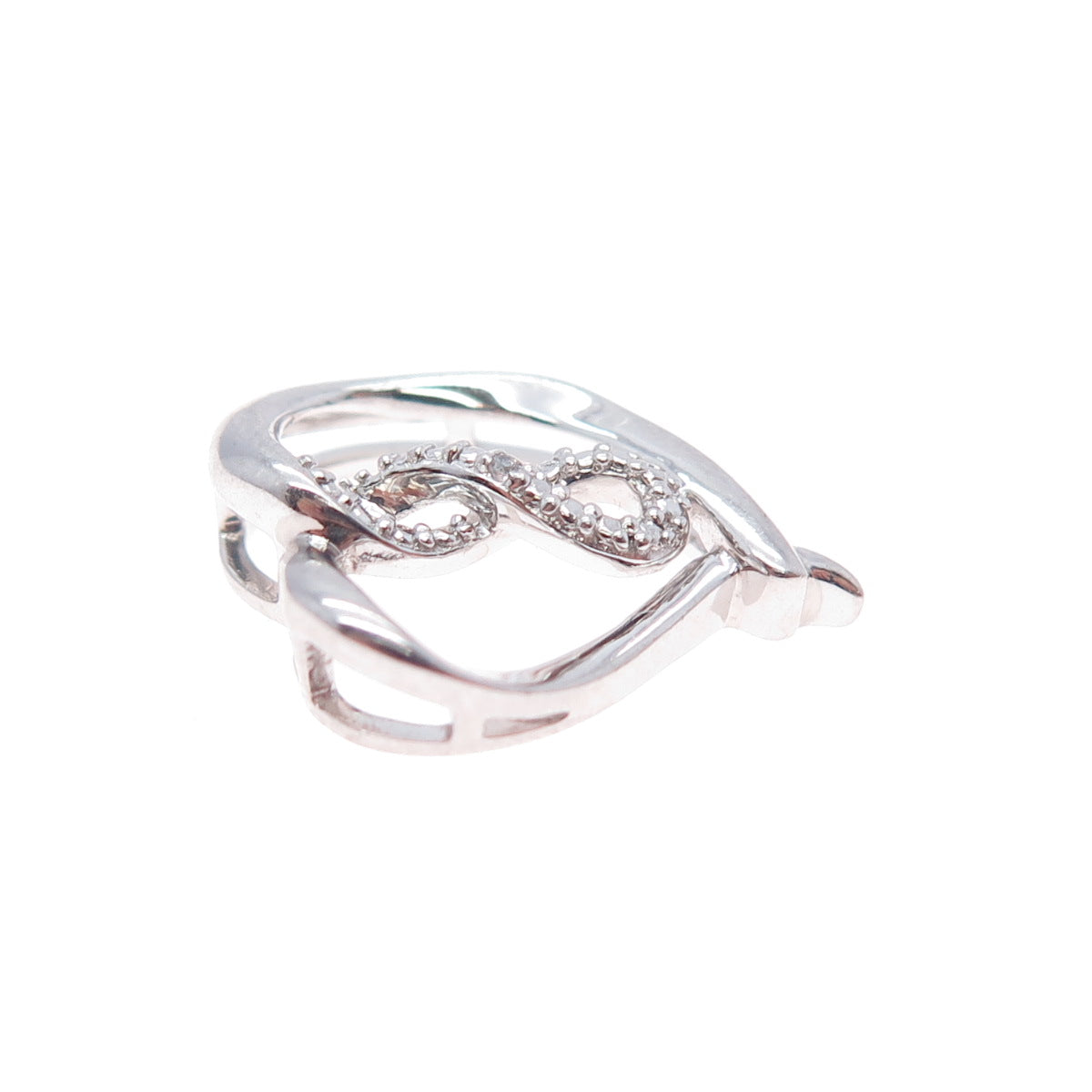 SAI 925 Sterling Silver Round-Cut C Z Infinity Heart Mini Slide Charm Pendant