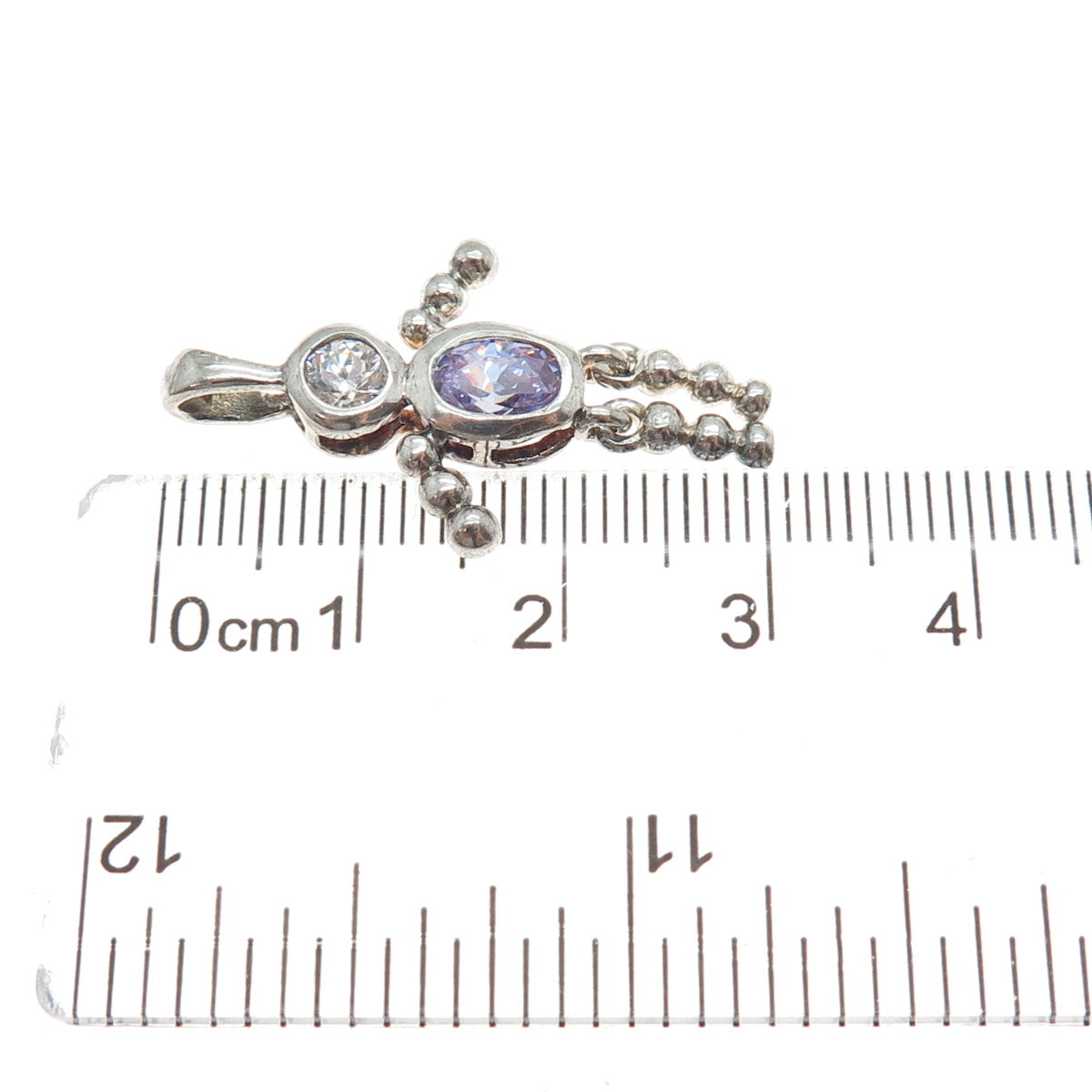 925 Sterling Vintage Purple White CZ February Birthstone Boy Articulated Pendant