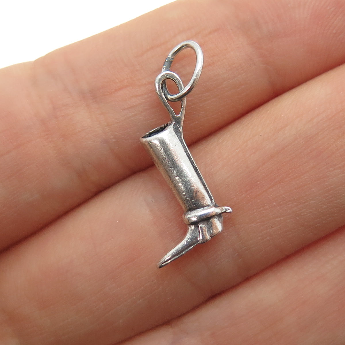 925 Sterling Silver Vintage Horse Riding Boot Oxidized Mini Charm Pendant
