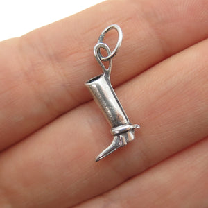 925 Sterling Silver Vintage Horse Riding Boot Oxidized Mini Charm Pendant