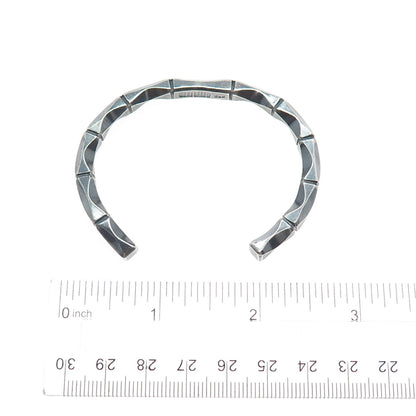 800 Silver Vintage Modernist Bamboo Oxidized Adjustable Cuff Bracelet 6.5"