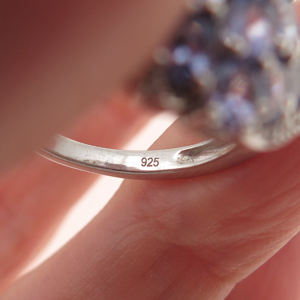 Chuck Clemency 925 Sterling Silver Real Tanzanite & White Topaz Ring Size 8