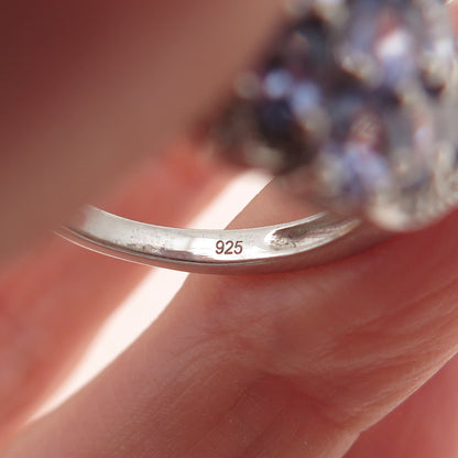 Chuck Clemency 925 Sterling Silver Real Tanzanite & White Topaz Ring Size 8