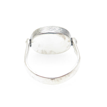 SAMUEL BENHAM 925 Sterling Silver Vintage Real Diamond Inlay Ring Size 6.25