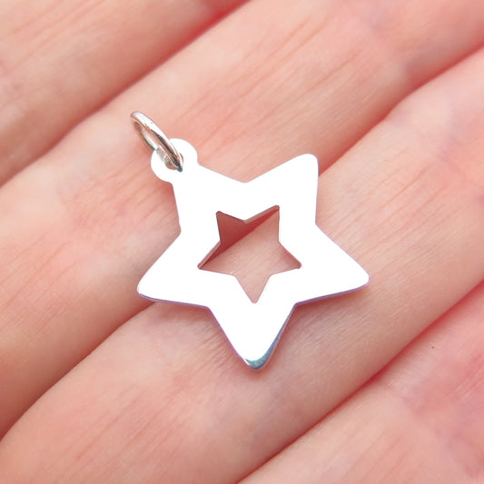 925 Sterling Silver Vintage Open Star Minimalist Charm Pendant