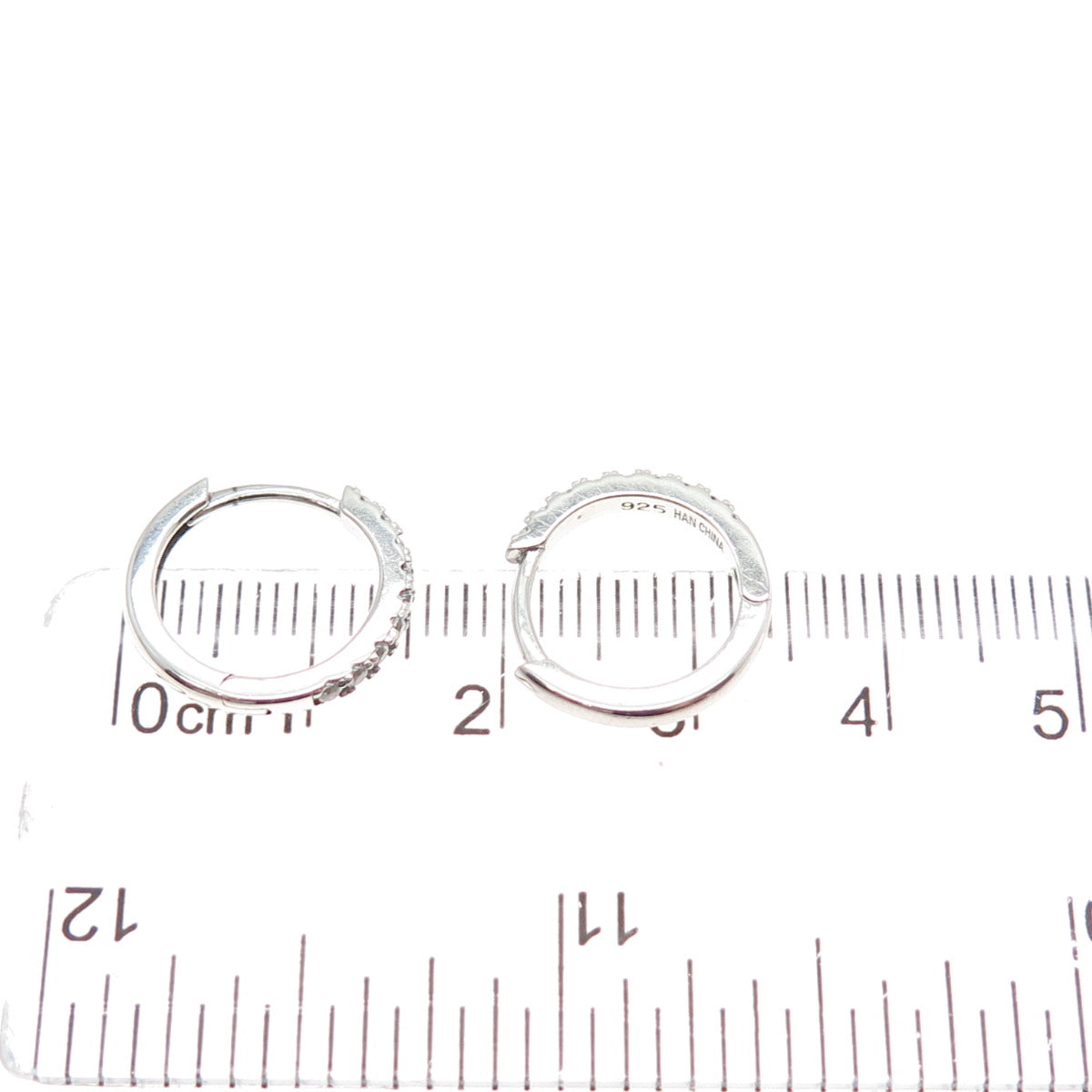 HAN 925 Sterling Silver Round-Cut C Z Hoop Earrings