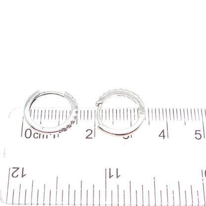 HAN 925 Sterling Silver Round-Cut C Z Hoop Earrings