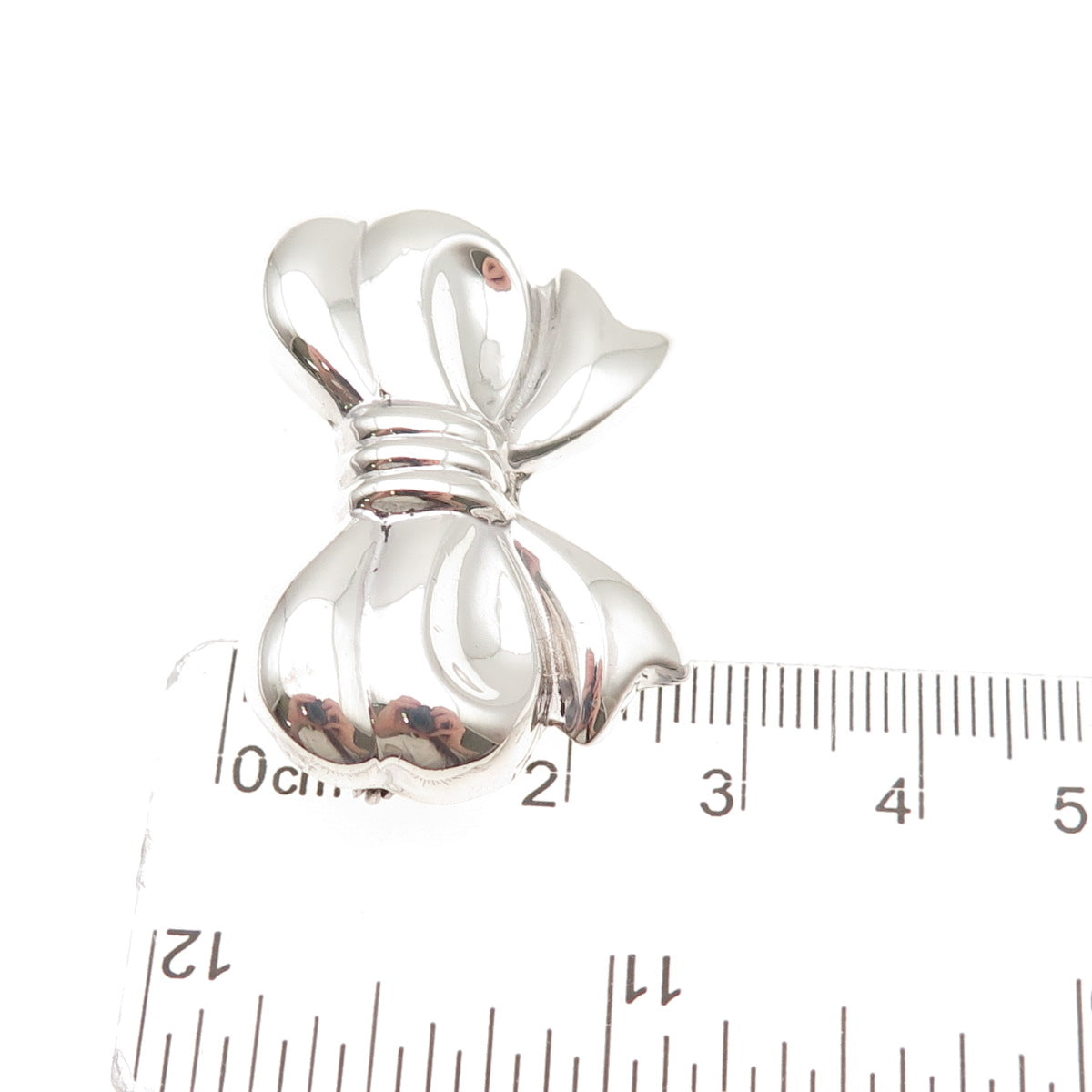 925 Sterling Silver Vintage Ribbon Bow Pin Brooch