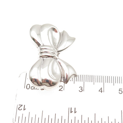 925 Sterling Silver Vintage Ribbon Bow Pin Brooch