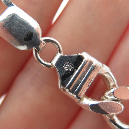 925 Sterling Silver Vintage Italy Figaro Link Bracelet 8"