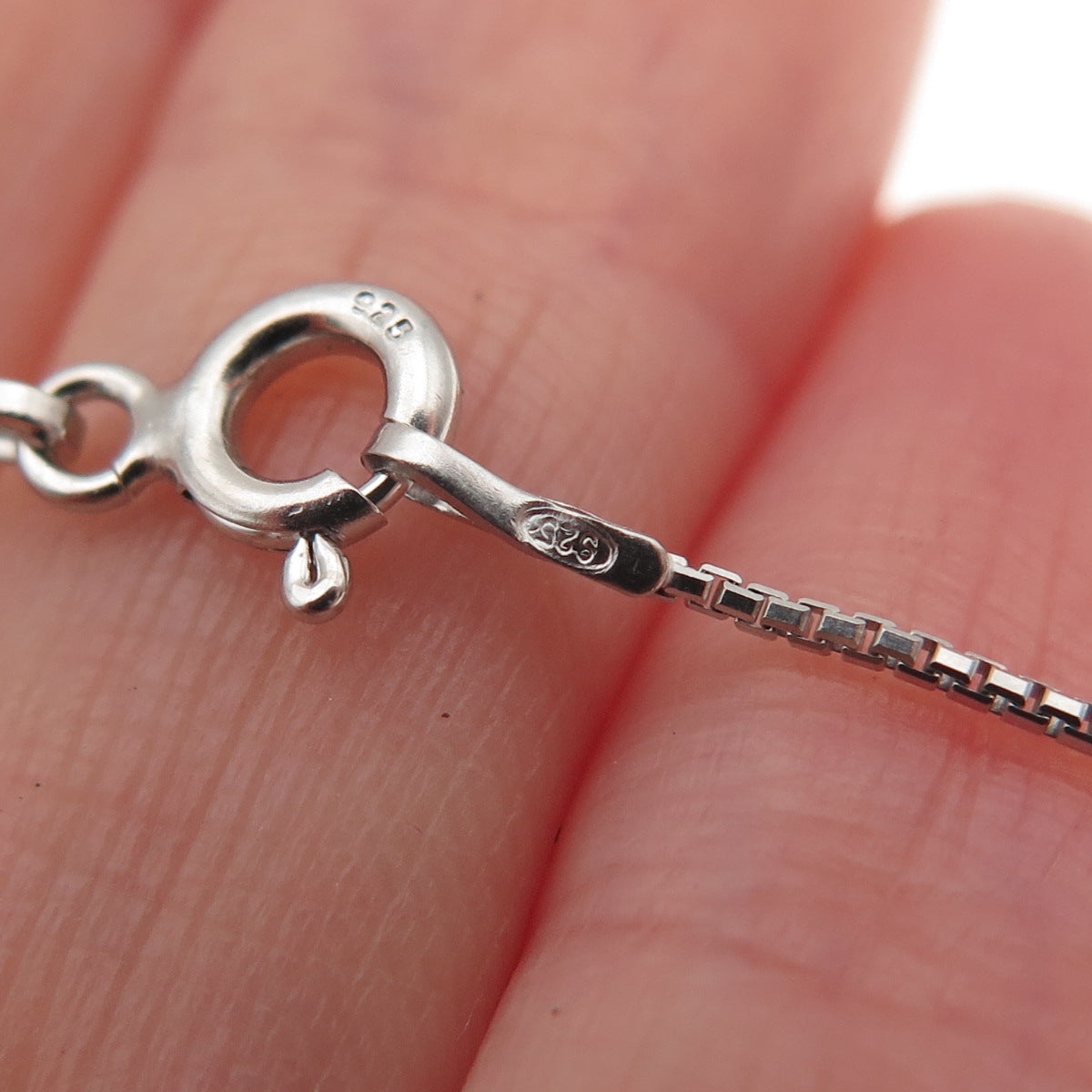 925 Sterling Silver Italy Box Chain Necklace 16"