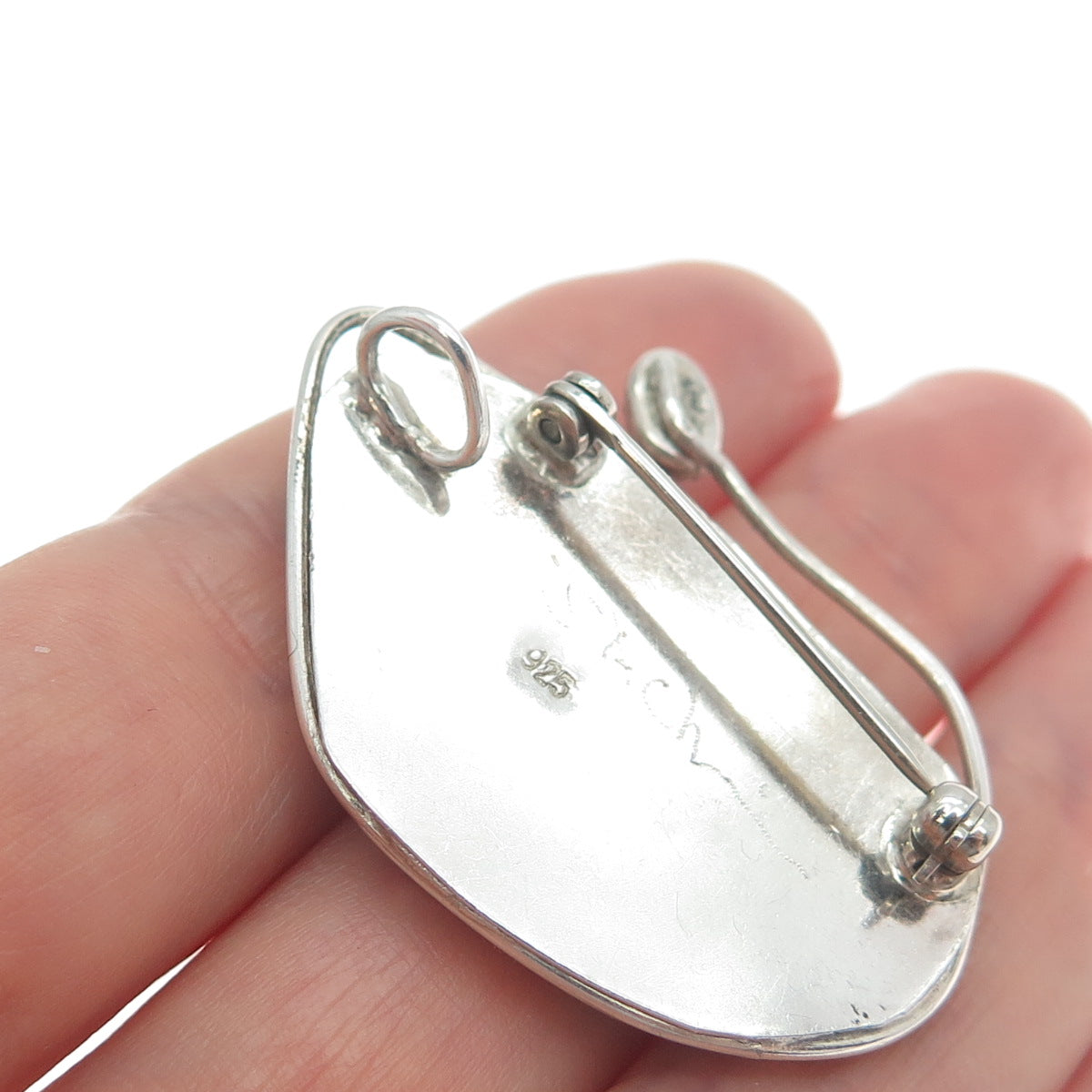 VACA CODI 925 Sterling Silver Vintage Real Amethyst & Roman Glass Brooch Pendant