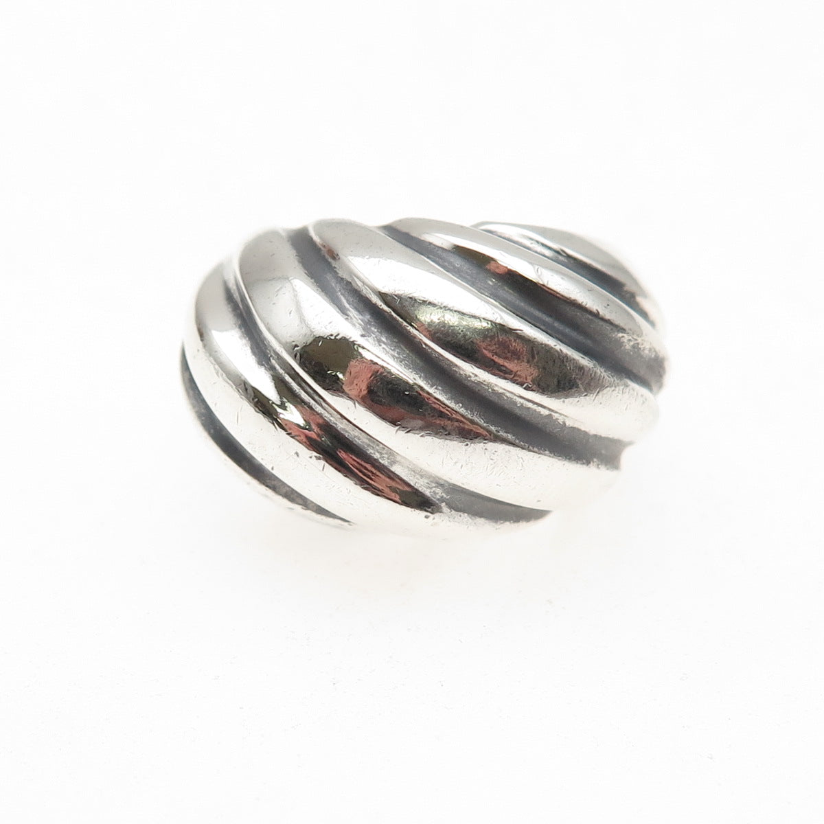925 Sterling Silver Vintage Modernist Ribbed Oxidized Ring Size 7