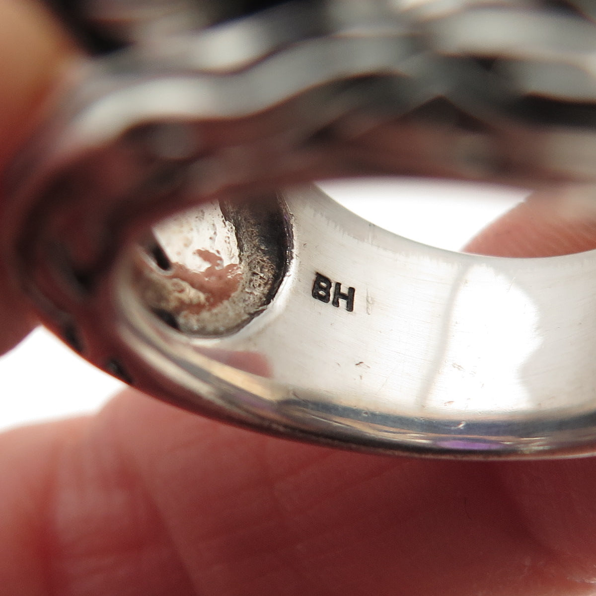 Effy BH 925 Sterling Silver Real Amethyst Lagoon Oxidized Ring Size 7.5