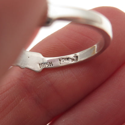 925 Sterling Silver Vintage Irish Claddagh Oxidized Ring Size 8.5
