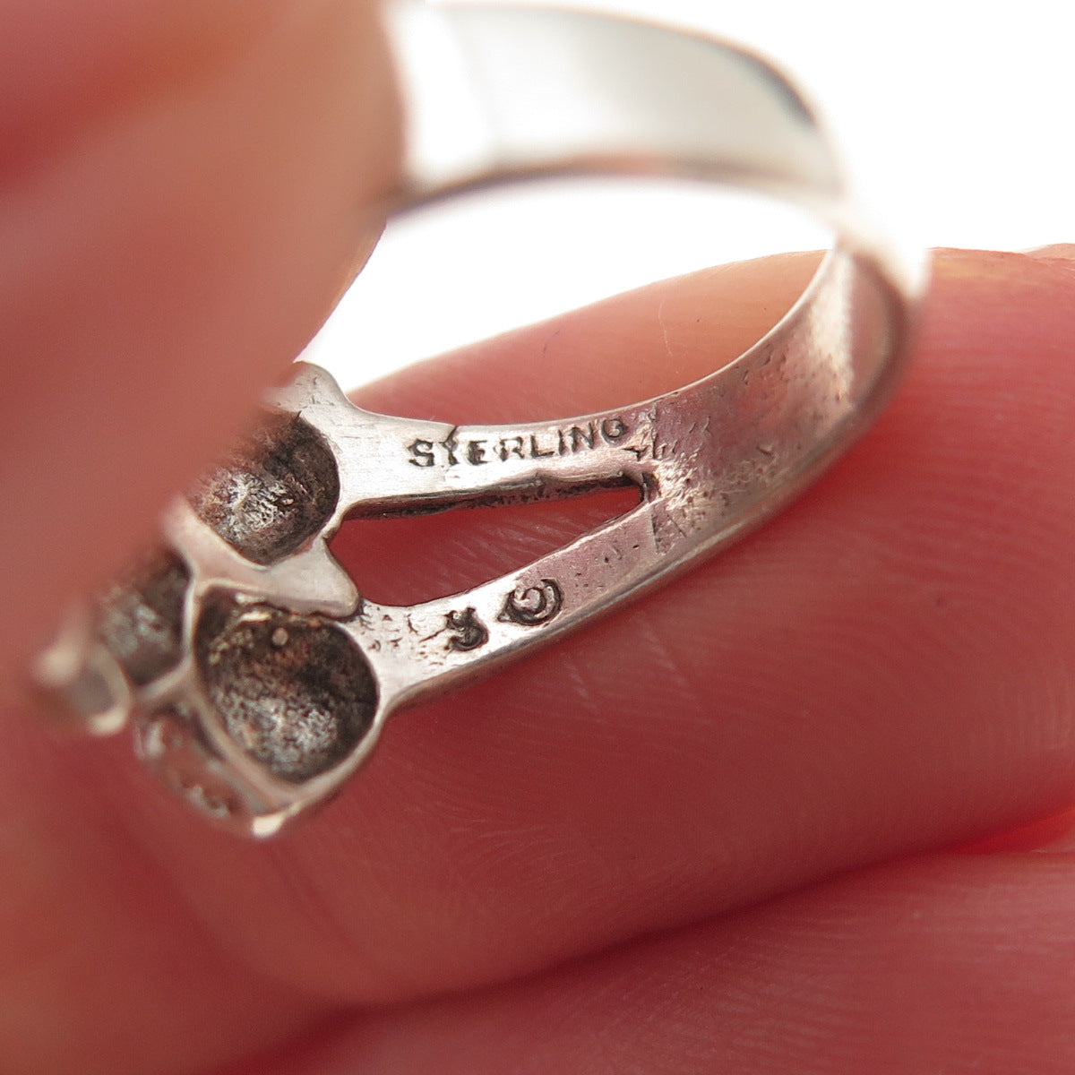 Shube 925 Sterling Silver Vintage Six Cats Oxidized Ring Size 4.25