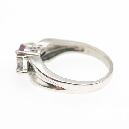 MONICA JAIN 925 Sterling Silver Vintage Real Ruby & White Topaz Ring Size 7