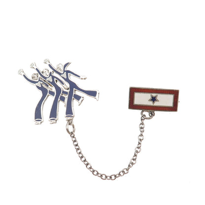 925 Sterling Silver Antique WWII Enamel US Army Air Force Pin Brooch