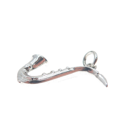 925 Sterling Silver Vintage Saxophone Minimalist 3D Charm Pendant