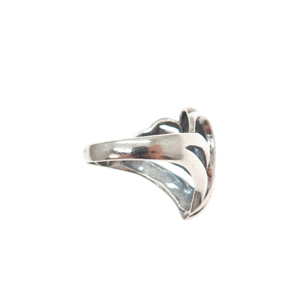 925 Sterling Silver Vintage Modernist Oxidized Ring Size 8.25