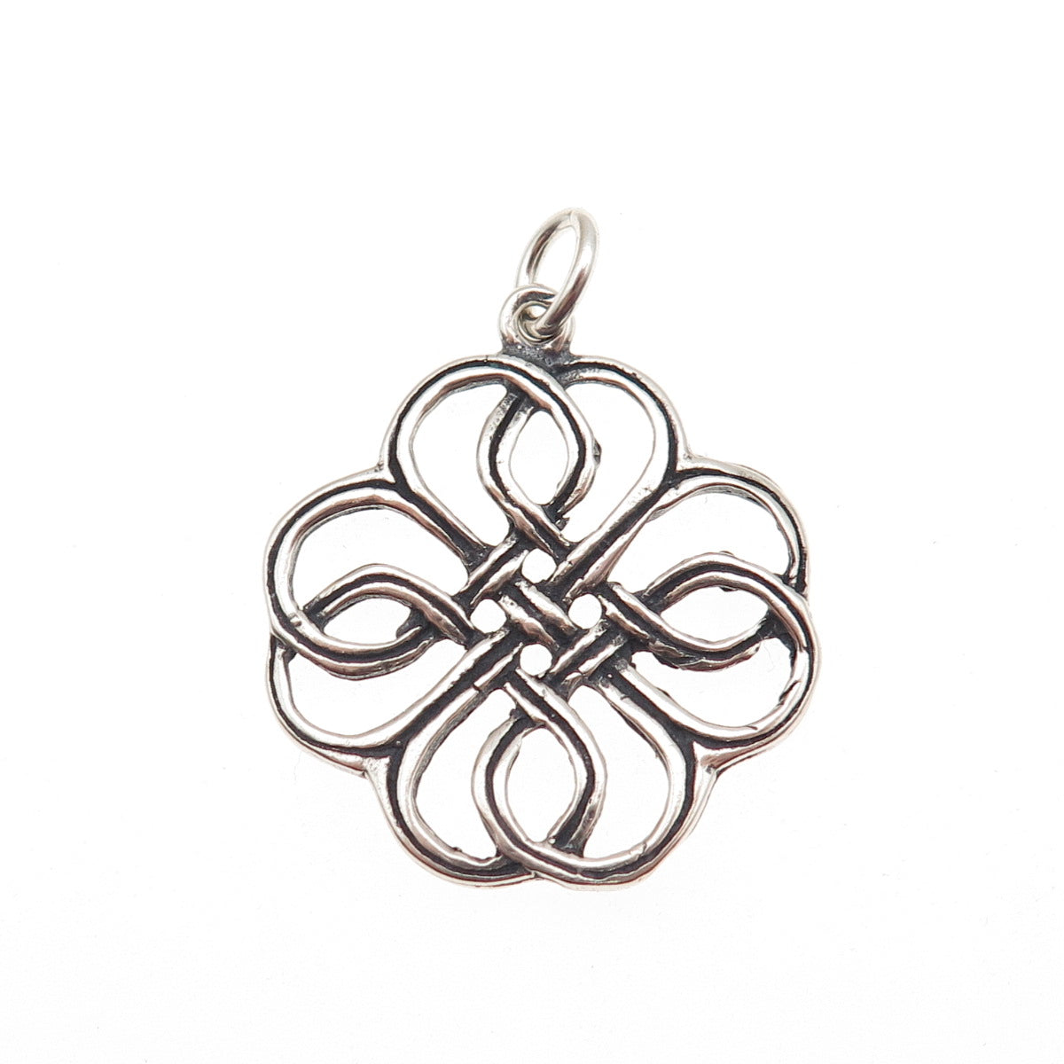 925 Sterling Silver Vintage Celtic Love Knot Oxidized Charm Pendant
