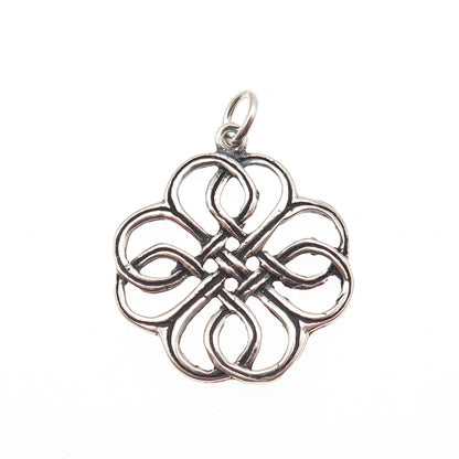 925 Sterling Silver Vintage Celtic Love Knot Oxidized Charm Pendant
