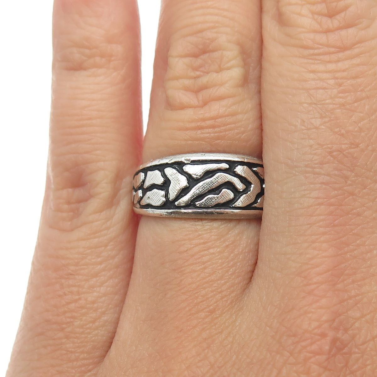 J. ESPOSITO 925 Sterling Silver Vintage Tribal Ring Size 6