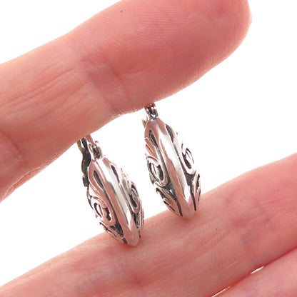 Silpada 925 Sterling Silver Vintage Ornate Oxidized Hoop Earrings