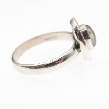 925 Sterling Silver Vintage Real Moonstone Oxidized Ring Size 7.25