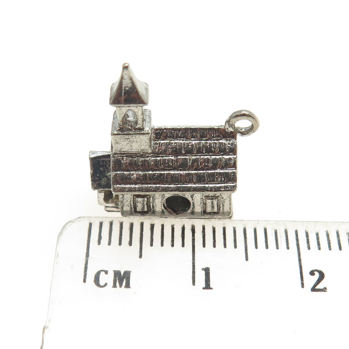 J.M. FISHER 925 Sterling Silver Antique Art Deco Chapel 3D Charm Pendant