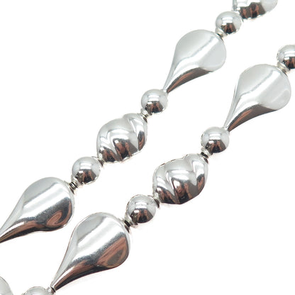 925 Sterling Silver Vintage Modernist Multi-Beaded Chain Necklace 18"