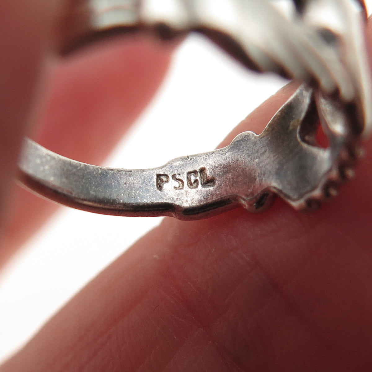PSCL Peter Stone 925 Sterling Silver Vintage Irish Claddagh Oxidized Ring Size 4