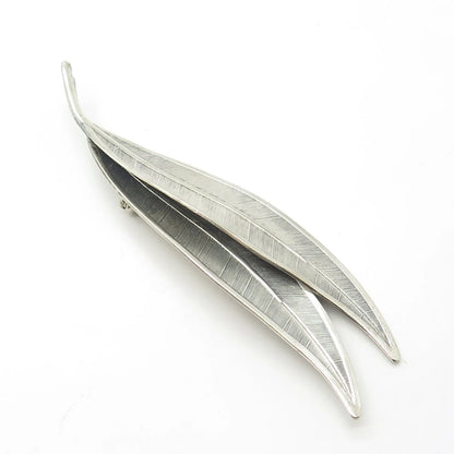 925 Sterling Silver Vintage Beau Leaf Floral Pin Brooch