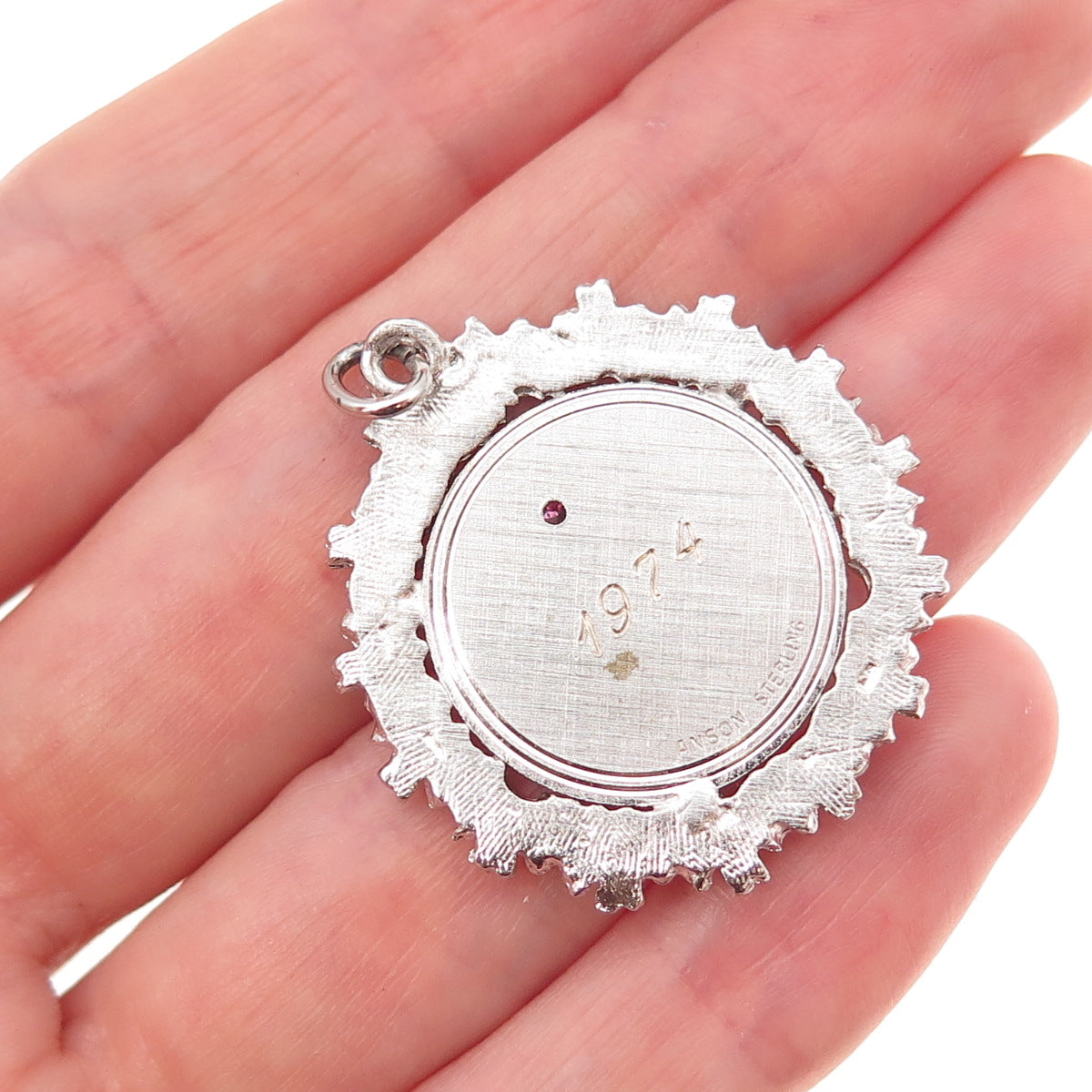 Anson 925 Sterling Silver Vintage Real Ruby Twenty Years Charm Pendant